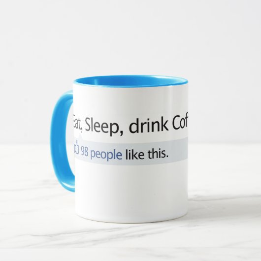 Facebook over koffie-Mok duikt op Mok (Voorkant links)