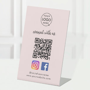 Facebook QR-code installeren Sociaal mediacroze Reclamebord Met Voetstuk