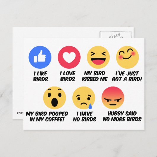Facebook-reactie vogelliefhebbers briefkaart (Voorkant / Achterkant)