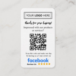 Facebook Review Kaart aanvragen met Logo en QR Cod Visitekaartje