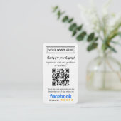 Facebook Review Kaart aanvragen met Logo en QR Cod Visitekaartje (Staand voorkant)