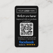 Facebook Review Kaart aanvragen met Logo en QR Cod Visitekaartje (Voorkant)