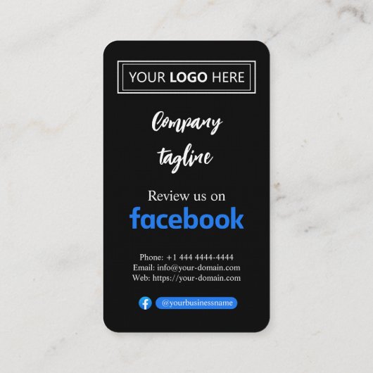 Facebook Review Kaart aanvragen met Logo en QR Cod Visitekaartje (Achterkant)