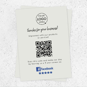 Facebook Review Link QR Code Grey Business Reviewe Informatiekaartje