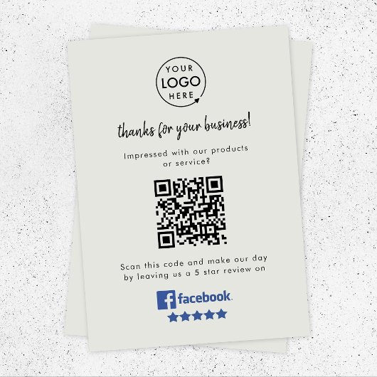 Facebook Review Link QR Code Grey Business Reviewe Informatiekaartje