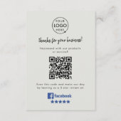 Facebook Review Link QR Code Grey Business Reviewe Informatiekaartje (Voorkant)