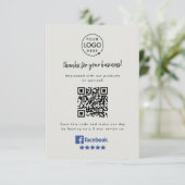 Facebook Review Link QR Code Grey Business Reviewe Informatiekaartje (Staand voorkant)