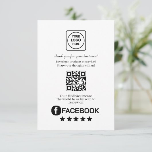 Facebook Review QR | Business Feedback Link Informatiekaartje (Staand voorkant)