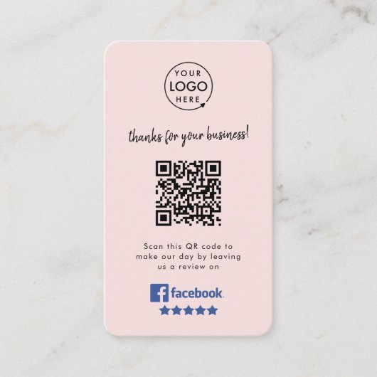 Facebook Review | Roze QR-code voor zakelijke Revi Visitekaartje (Voorkant)