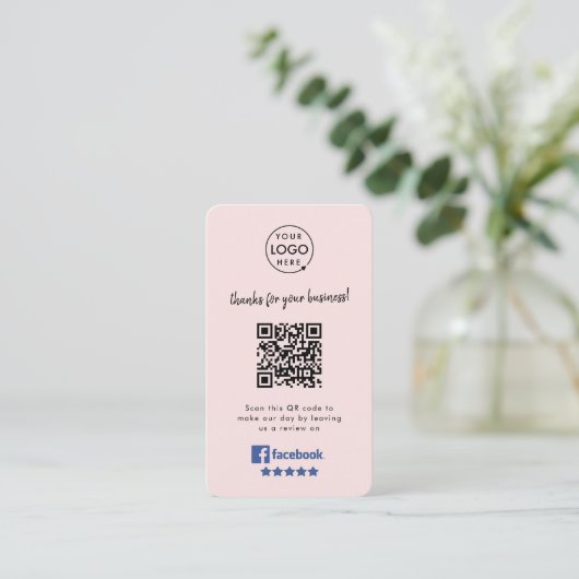 Facebook Review | Roze QR-code voor zakelijke Revi Visitekaartje (Staand voorkant)