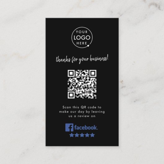 Facebook Review Us | Bedrijfsclassificatie QR-code Visitekaartje (Voorkant)