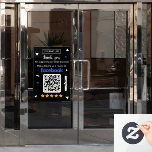 Facebook Review Verzoekkaart met Logo en QR-code Raamsticker (Kantoordeur)