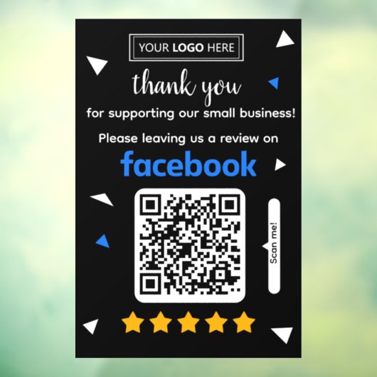 Facebook Review Verzoekkaart met Logo en QR-code Raamsticker (Vel 3)