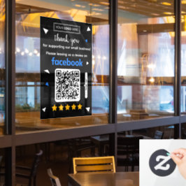 Facebook Review Verzoekkaart met Logo en QR-code Raamsticker