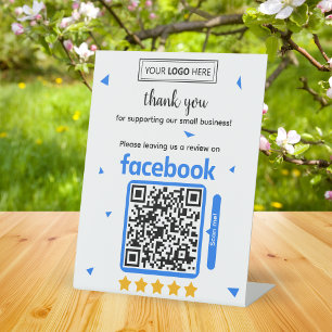 Facebook Review Verzoekkaart met Logo en QR-code Reclamebord Met Voetstuk