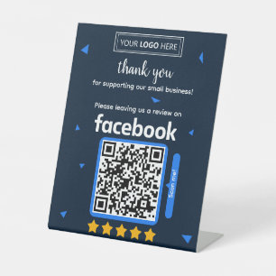 Facebook Review Verzoekkaart met Logo en QR-code Reclamebord Met Voetstuk