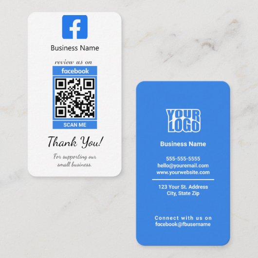 Facebook Review visitekaartje sjabloon met QR-code (Voorkant / Achterkant)