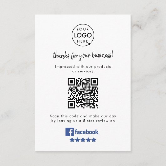 Facebook-Reviewen | Business Review Link QR Code Informatiekaartje (Voorkant)