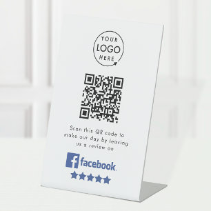 Facebook-Reviewen Business Review Link QR Code Reclamebord Met Voetstuk