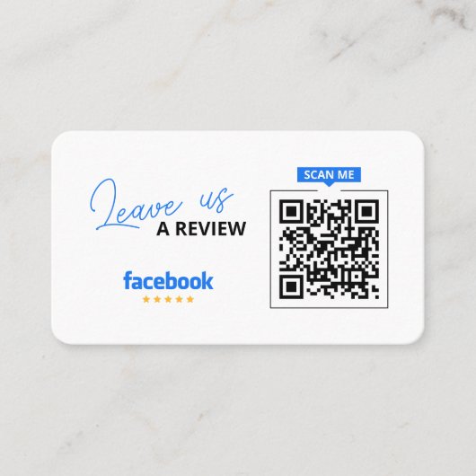 Facebook Reviewen QR Code Business Review Link Visitekaartje (Voorkant)