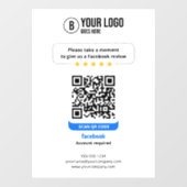 Facebook Reviewen QR Code Rate My Business 5 Star Raamsticker (Vel)