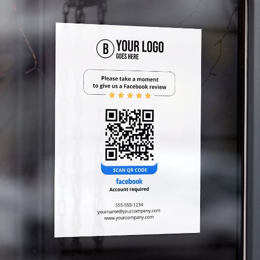 Facebook Reviewen QR Code Rate My Business 5 Star Raamsticker