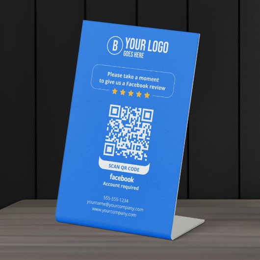 Facebook Reviewen QR Code Rate My Business 5 Star Reclamebord Met Voetstuk