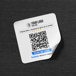 Facebook Reviewen QR Code Rate My Business 5 Star Vierkante Sticker