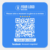 Facebook Reviews QR Code Beoordeel Mijn Bedrijf 5  Vierkante Sticker (Voorkant)
