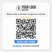 Facebook Reviews QR-code Beoordeel Mijn Bedrijf 5 Vierkante Sticker (Voorkant)
