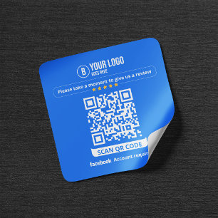 Facebook Reviews QR-code Beoordeel Mijn Bedrijf 5 Vierkante Sticker