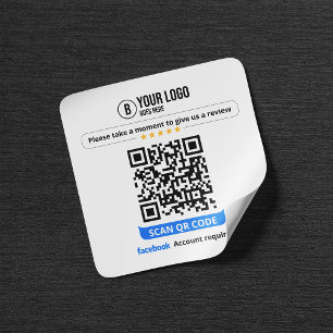 Facebook Reviews QR-code Beoordeel Mijn Bedrijf 5 Vierkante Sticker