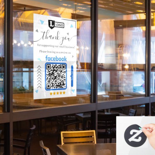 Facebook Reviewverzoek met Logo en QR-code Raamsticker (Restaurant Raam)