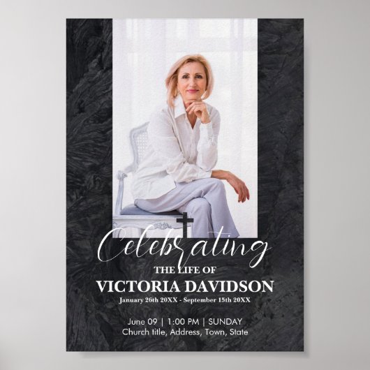 Facebook rouwbericht Black Stone Poster (Voorkant)