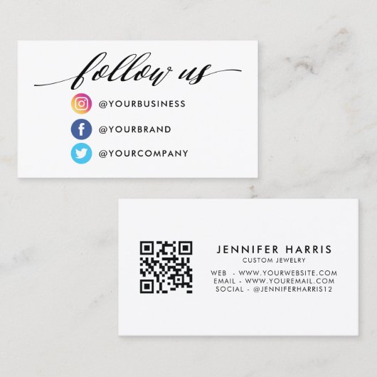 Facebook Twitter Qr-code installeren Visitekaartje (Voorkant / Achterkant)