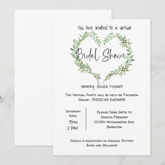 Facebook-uitnodiging voor Virtual Bridal Wedding S Aankondiging (Voorkant / Achterkant)