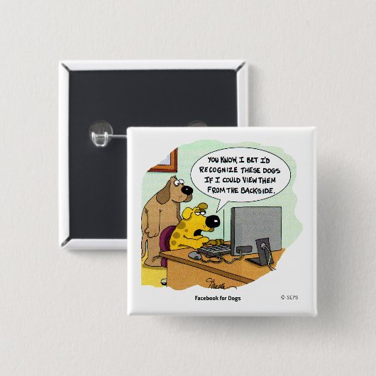 Facebook voor honden vierkante button 5,1 cm (Voorkant /achterkant)