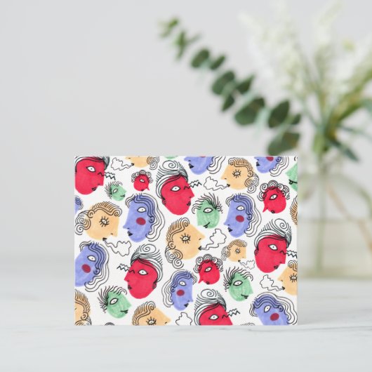 Facehead Pattern Briefkaart (Staand voorkant)