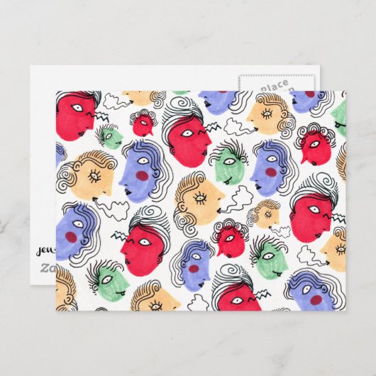 Facehead Pattern Briefkaart (Voorkant / Achterkant)