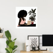Faceless Afro-Amerikaanse Vrouw Werken Wall Art Poster (Thuiskantoor)