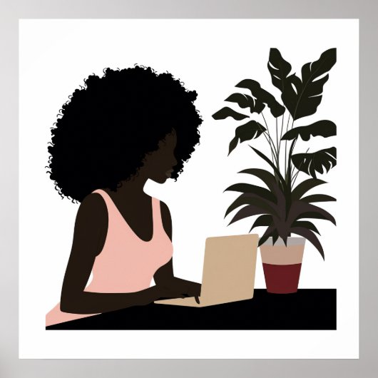 Faceless Afro-Amerikaanse Vrouw Werken Wall Art Poster (Voorkant)