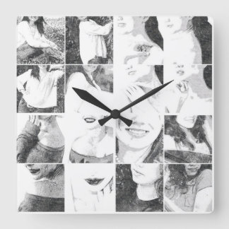 Faceless Collage Vierkante Klok