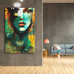 Faces - 005 canvas afdruk<br><div class="desc">Uniek collectie van dynamische,  moderne pop-kunst geïnspireerde vrouwelijke gezichten.</div>
