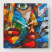 Faces we know vierkante klok (Voorkant)