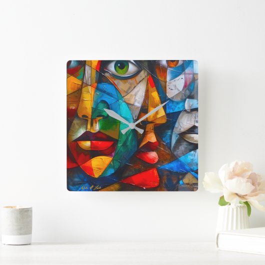 Faces we know vierkante klok (Huis)