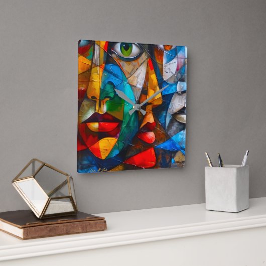 Faces we know vierkante klok (Kantoor)