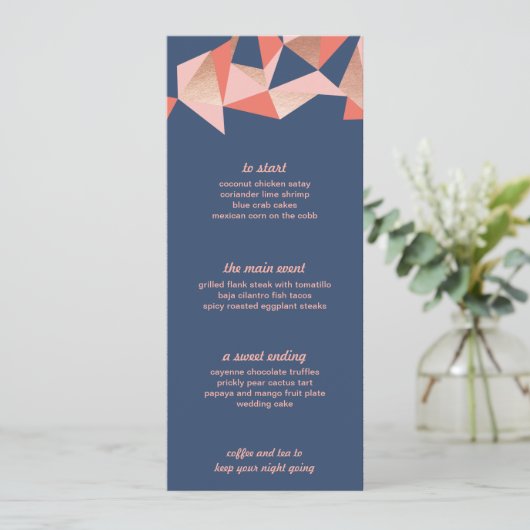 Facet Geode Modern Geometrisch Bruiloft Menu (Staand voorkant)