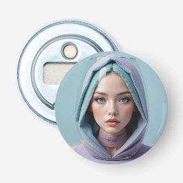 Faceted Sand Art Woman Button Flesopener