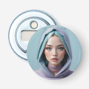 Faceted Sand Art Woman Button Flesopener