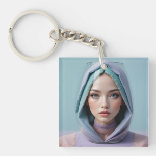 Faceted Sand Art Woman Sleutelhanger